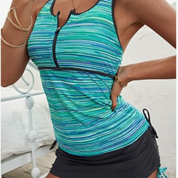 Racerback Colorblock 2-Piece Tankini - Picture 4 of 6